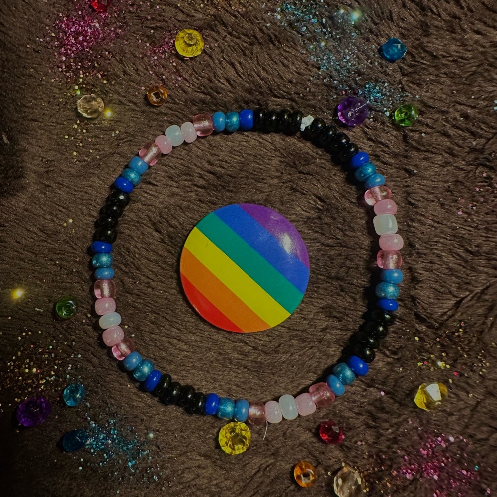 Trans pride beaded bracelet